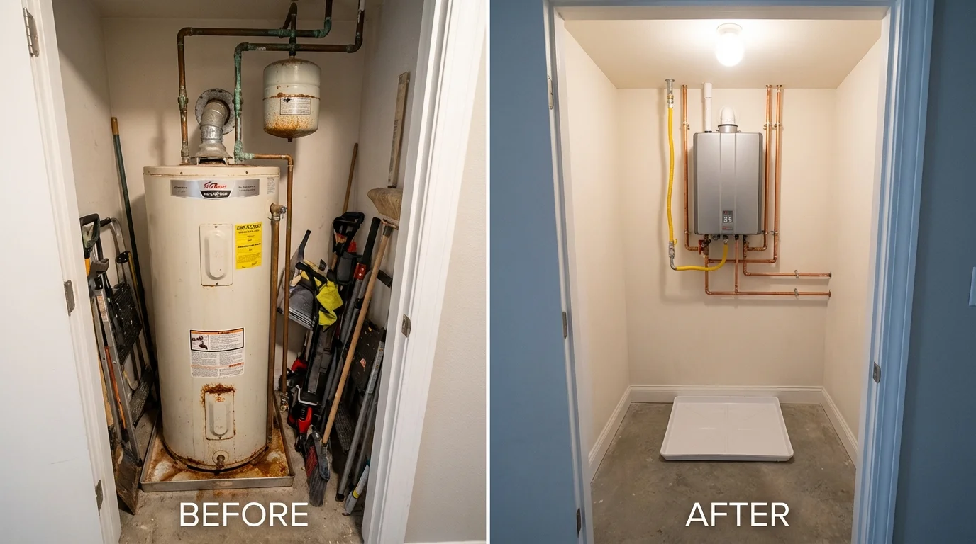Tank water heater versus wall-mounted tankless unit comparison for Carthage, TN homeowners